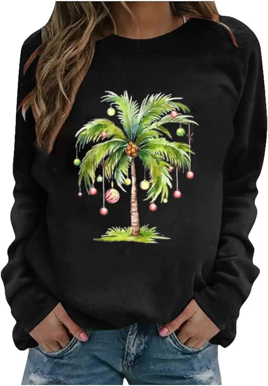 Christmas Palm Tree Sweatshirt for Women