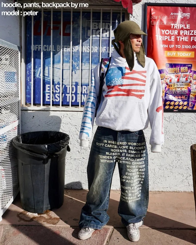 Vintage American Pattern Letter Jeans