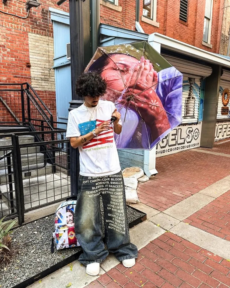 Vintage American Pattern Letter Jeans