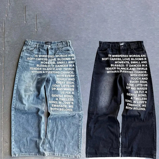 Vintage American Pattern Letter Jeans