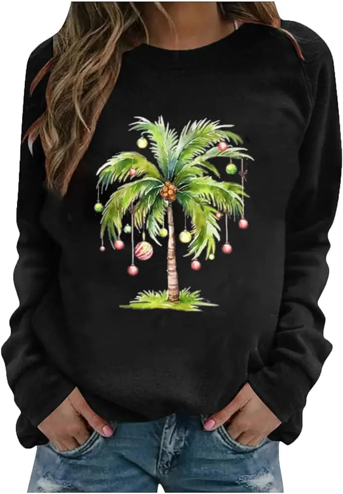 Christmas Palm Tree Sweatshirt for Women