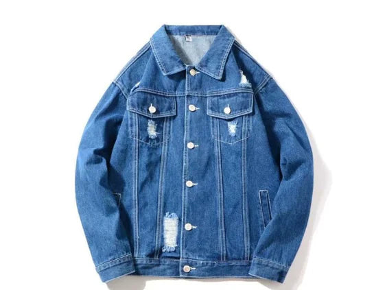 Men's Loose Fit Patchwork Denim Jacket