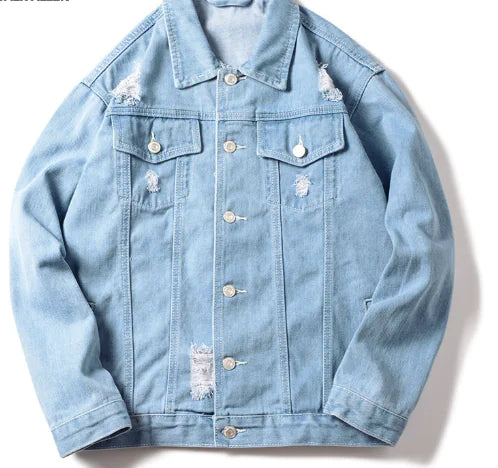 Men's Loose Fit Patchwork Denim Jacket